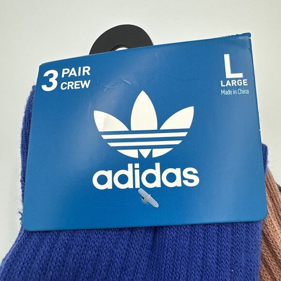 Adidas Crew Socks 3 Pair Pack Size Large Fits Shoe Size Womens 10-13 Mens 8-12 - Picture 3 of 6